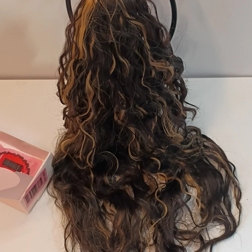 26” Long Curly Claw Clip Ponytail Extension‎ – Brown Layered Synthetic Hairpiece