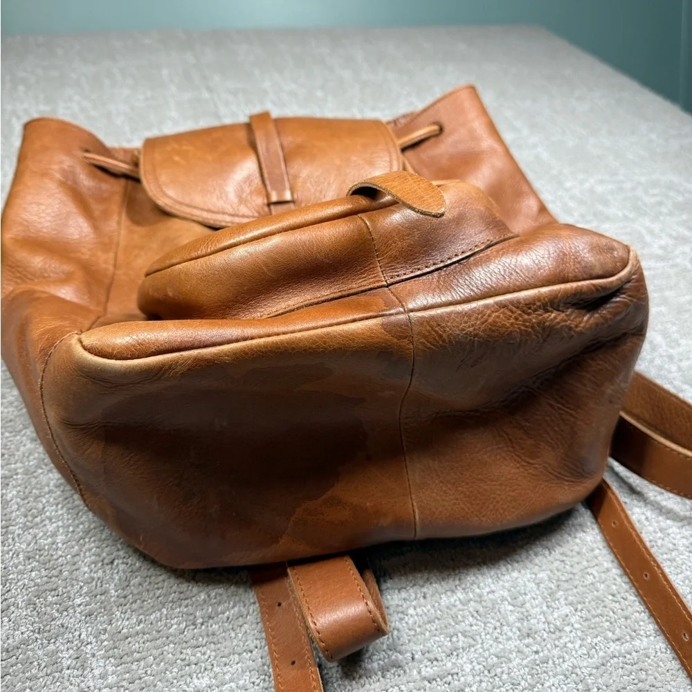 Madewell The Transporter Run Sack Brown Leather Backpack Bag Read Below
