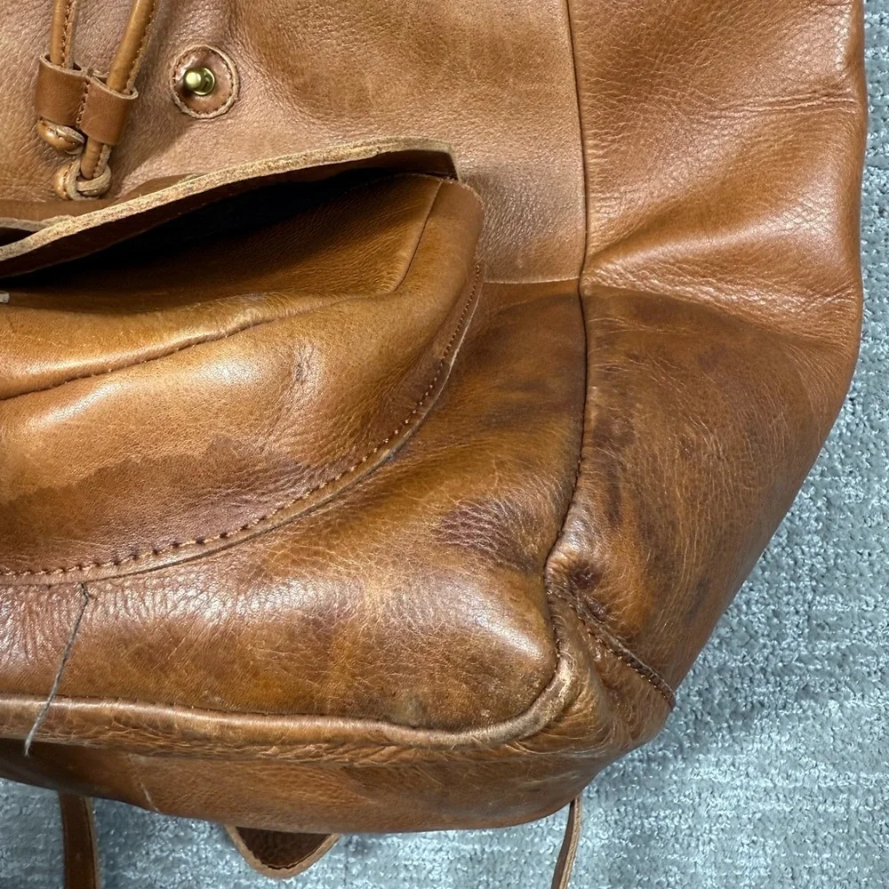 Madewell The Transporter Run Sack Brown Leather Backpack Bag Read Below