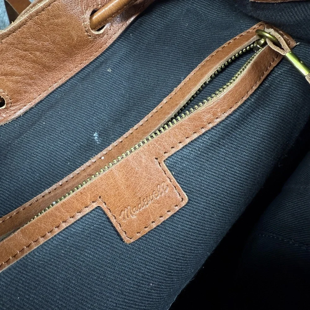 Madewell The Transporter Run Sack Brown Leather Backpack Bag Read Below