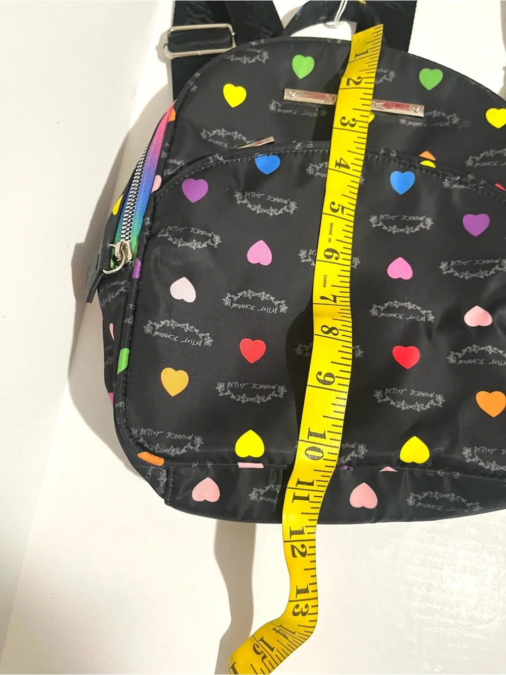 Betsey Johnson nylon Black Mini Heart Print Backpack