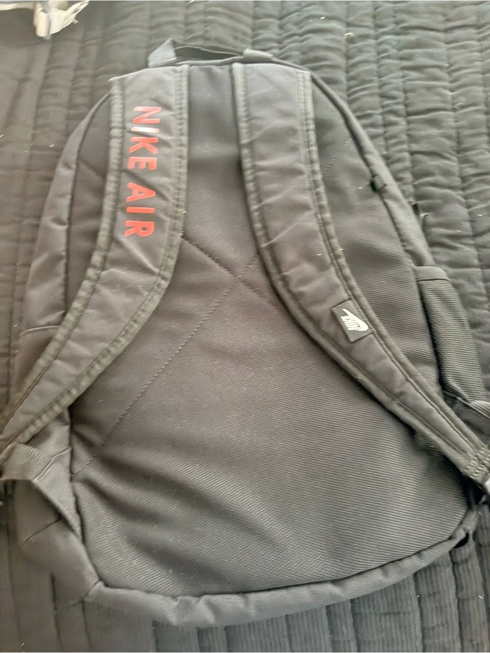 Nike Black Backpack with White Swoosh and Red AIR