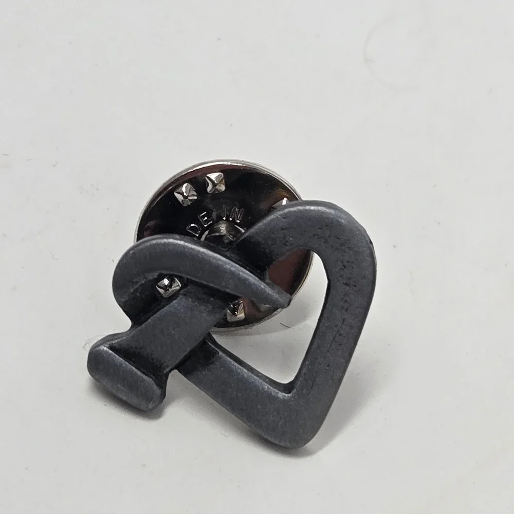 CTA Vintage Pewter Tone Bent Nail Heart Lapel Pin Edgy Industrial Jewelry