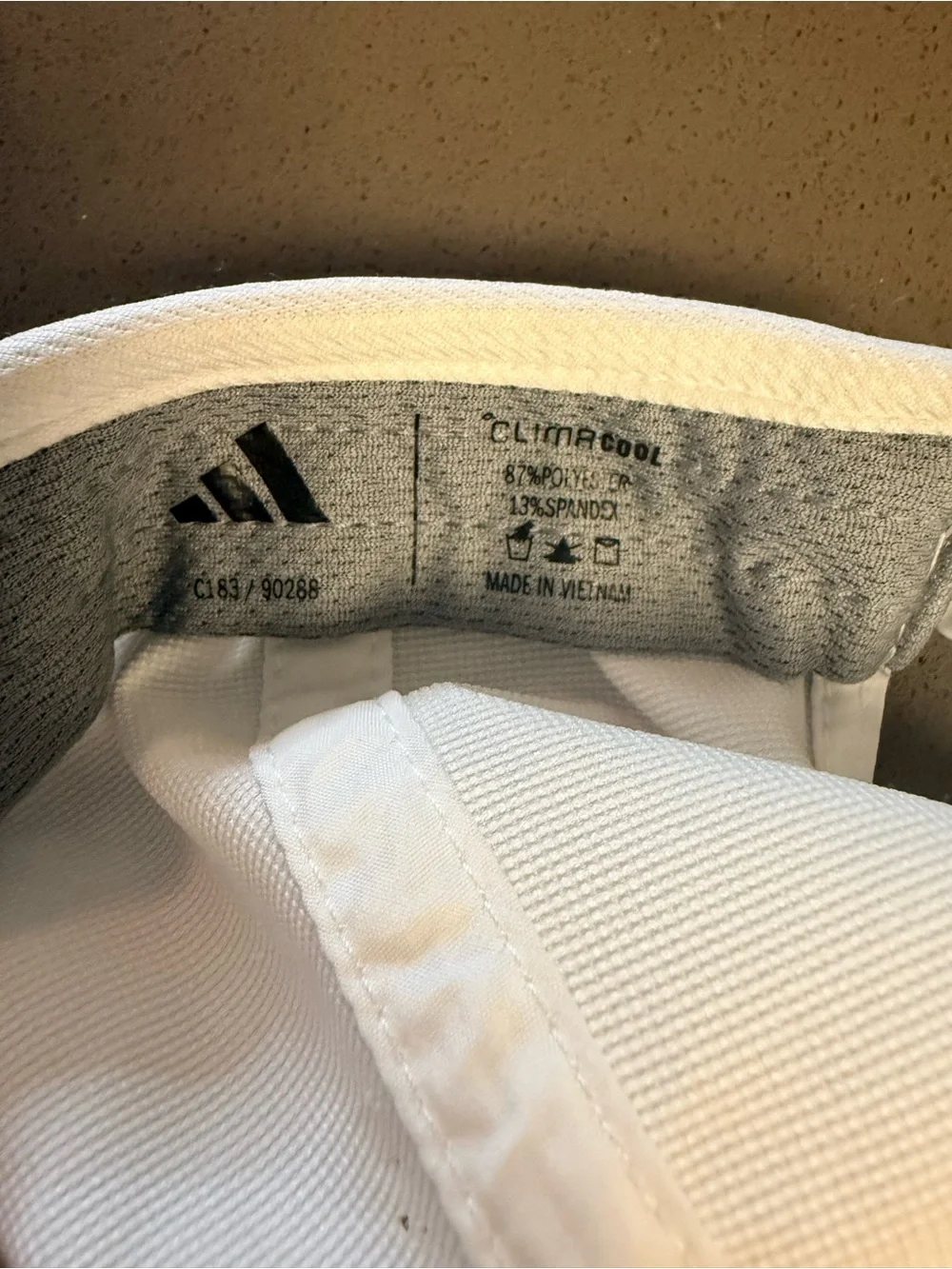 adidas White Hat with Black Logo - ClimaCool Inner Band