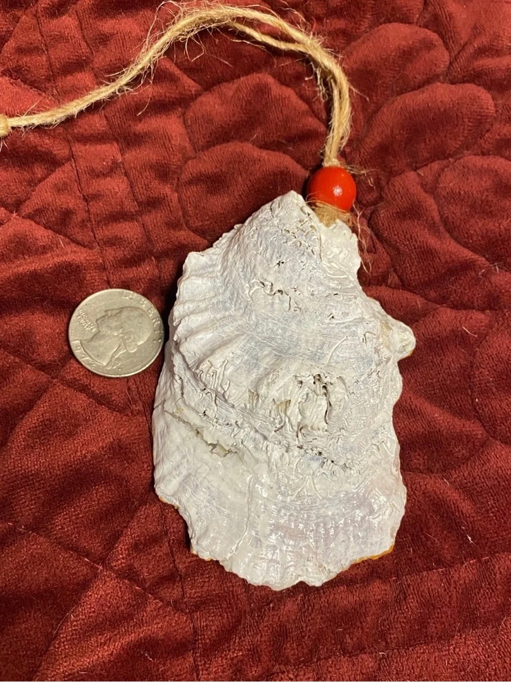 Handmade Golden Dog Holiday Ornament oyster shell