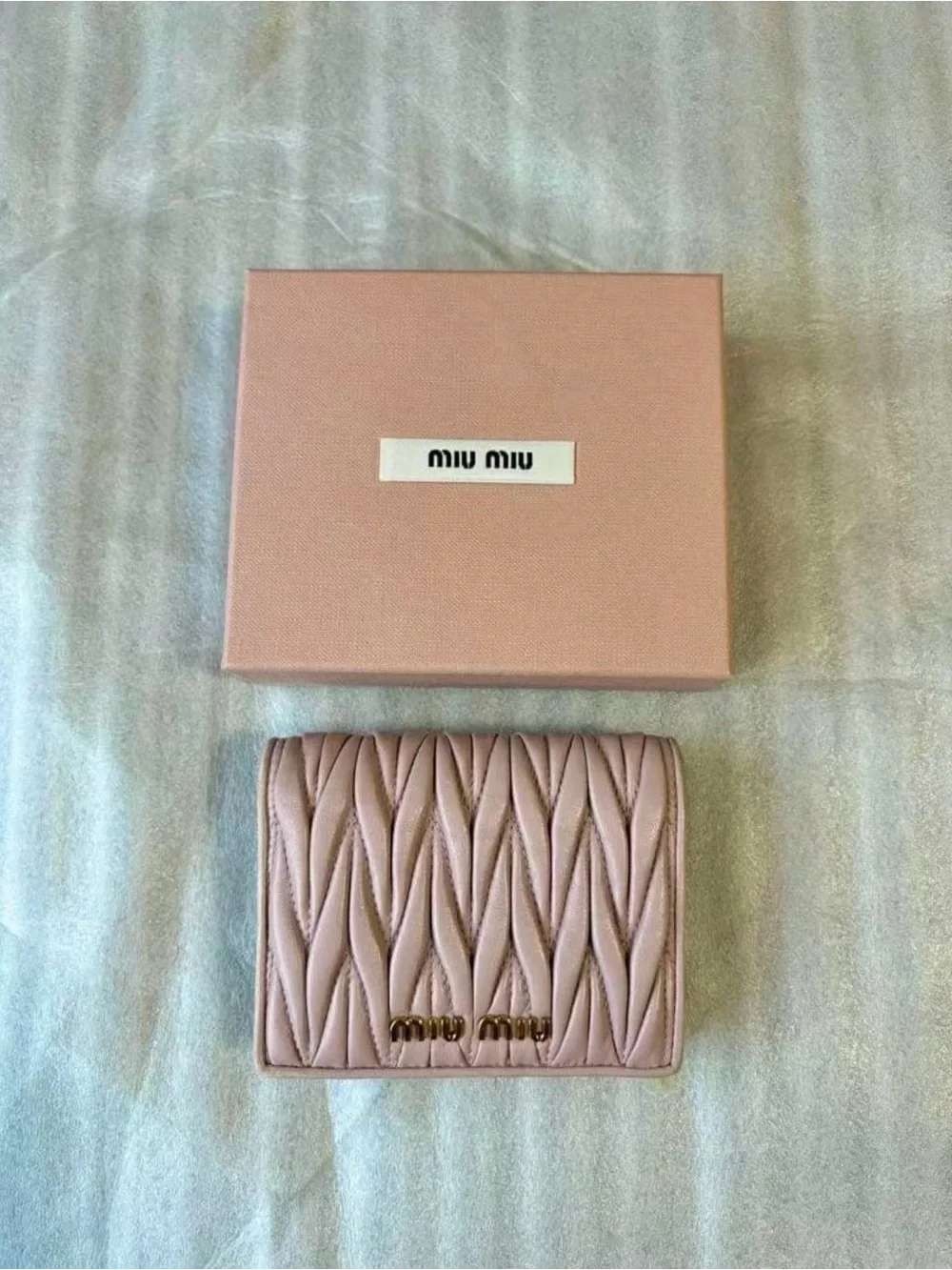 Miu Miu Pink Matelassé Leather Wallet