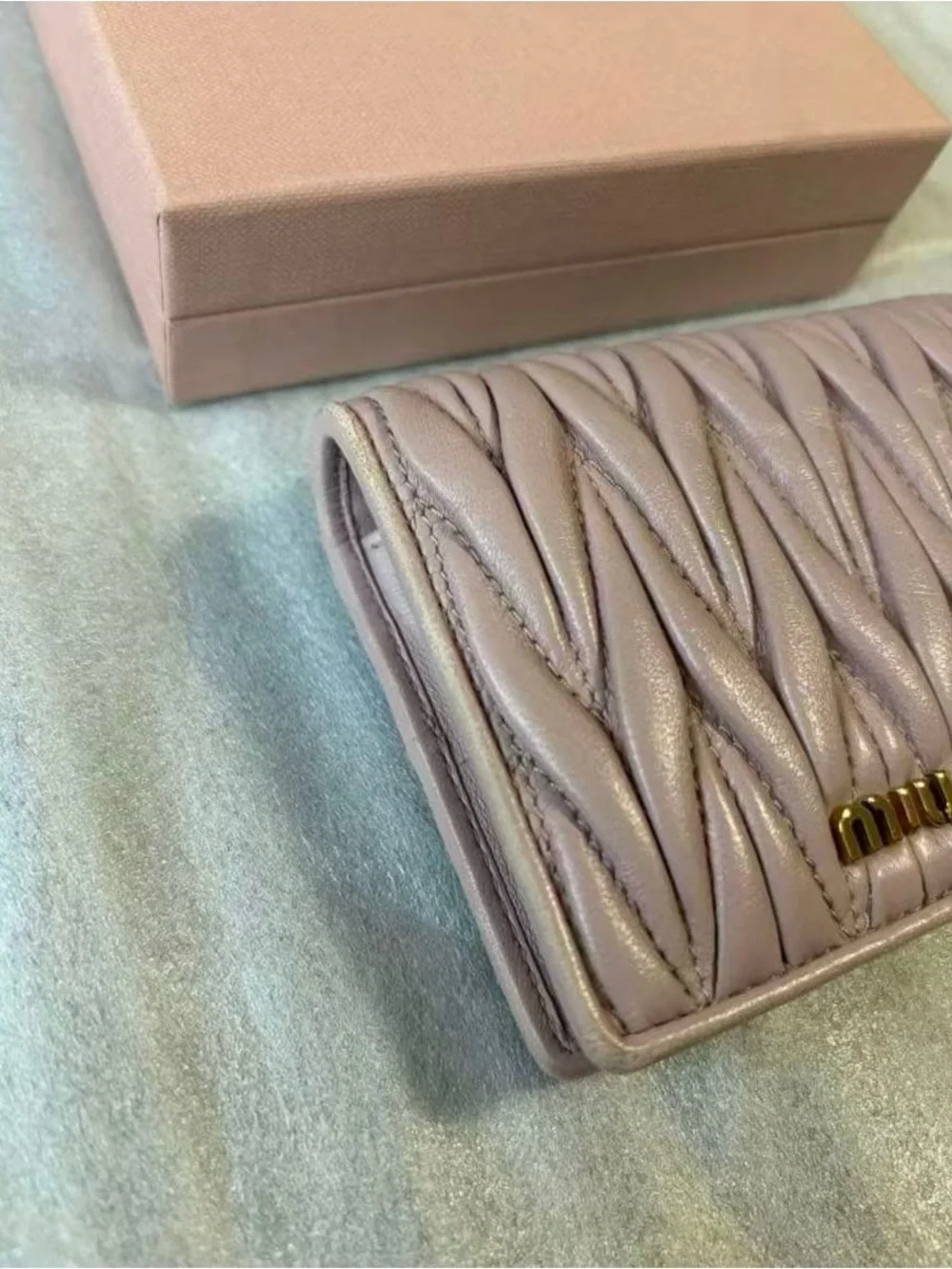 Miu Miu Pink Matelassé Leather Wallet