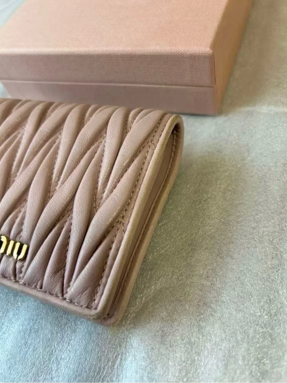 Miu Miu Pink Matelassé Leather Wallet
