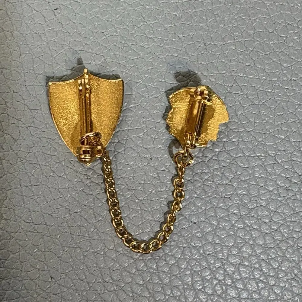 Vintage School Pins, Choir, 2 Year Gold Tone with Black Enamel Scatter Pin Chain