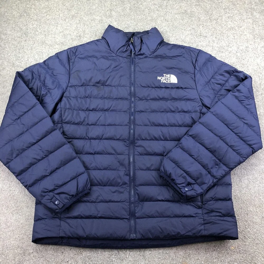 The North Face Jacket Mens Large Blue Puffer Full Zip Insulated Outdoor Warm