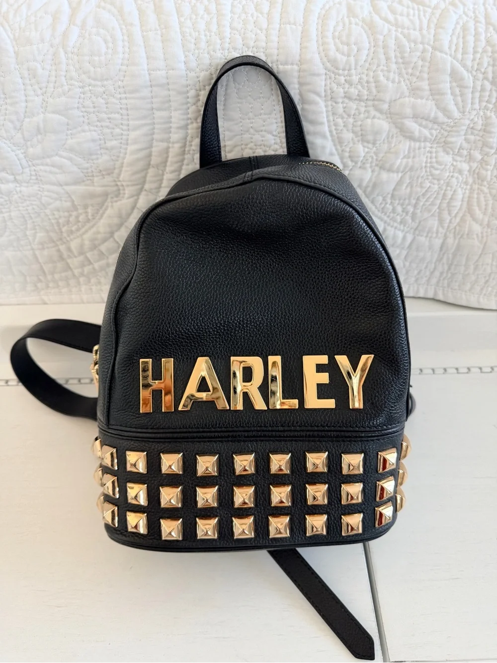 Harley Davidson Black Mini Backpack with Gold Stud Accents (RARE)