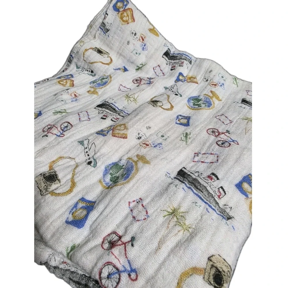 Aden + Anais Muslin‎ Swaddle Baby Blanket | Travel Theme | Ships Globes Vehicles