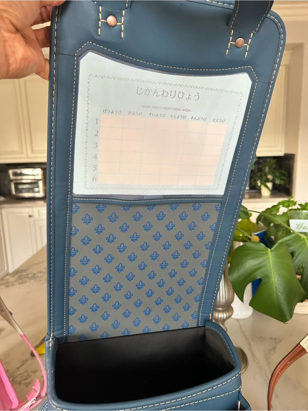 NWOT Classic JapaneseRadoseru Blue Structured Crossbody Bag with Fleur Accent