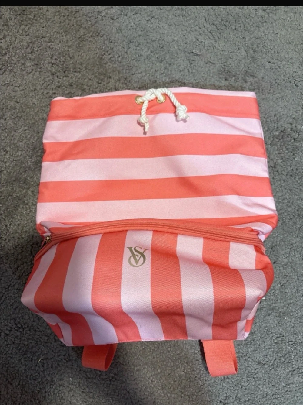 Victoria's Secret Pink and Coral Striped Backpack