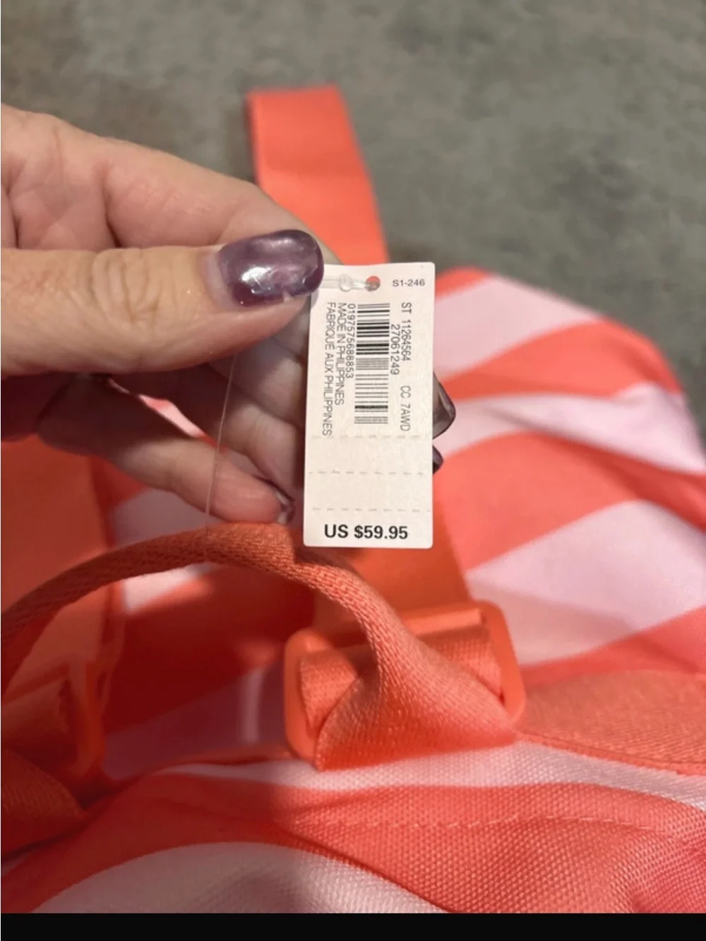 Victoria's Secret Pink and Coral Striped Backpack