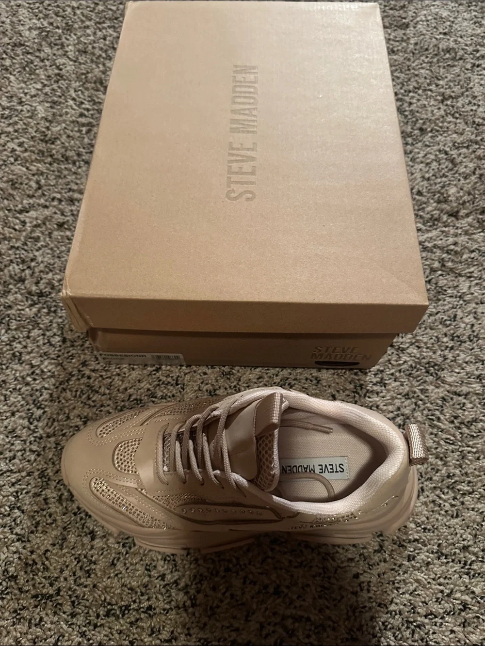 Steve Madden Kids Chunky Sneaker in Blush Pink with Rhinestones