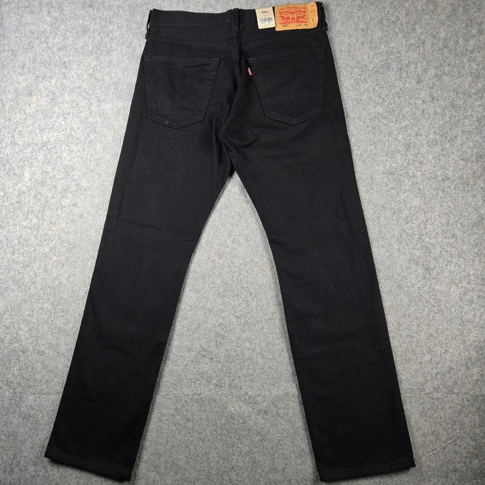 Levi's 501 Original Jeans Mens 32x32 Black Straight Leg Button Fly Stretch New