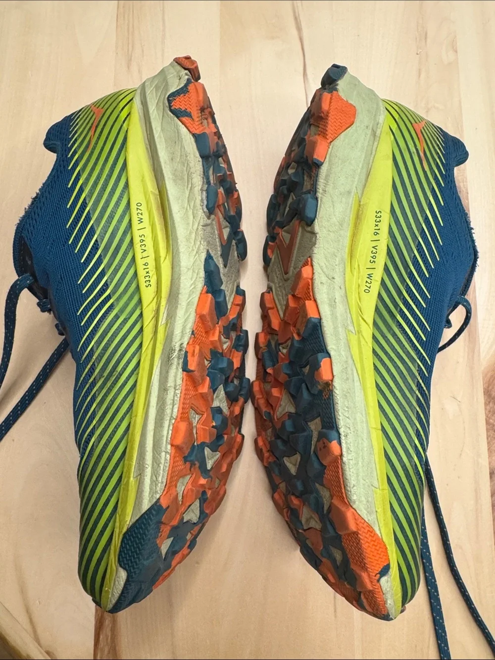 Hoka Torrent 2 trail running shoes in the Blue Coral/Evening Primrose colorway 9
