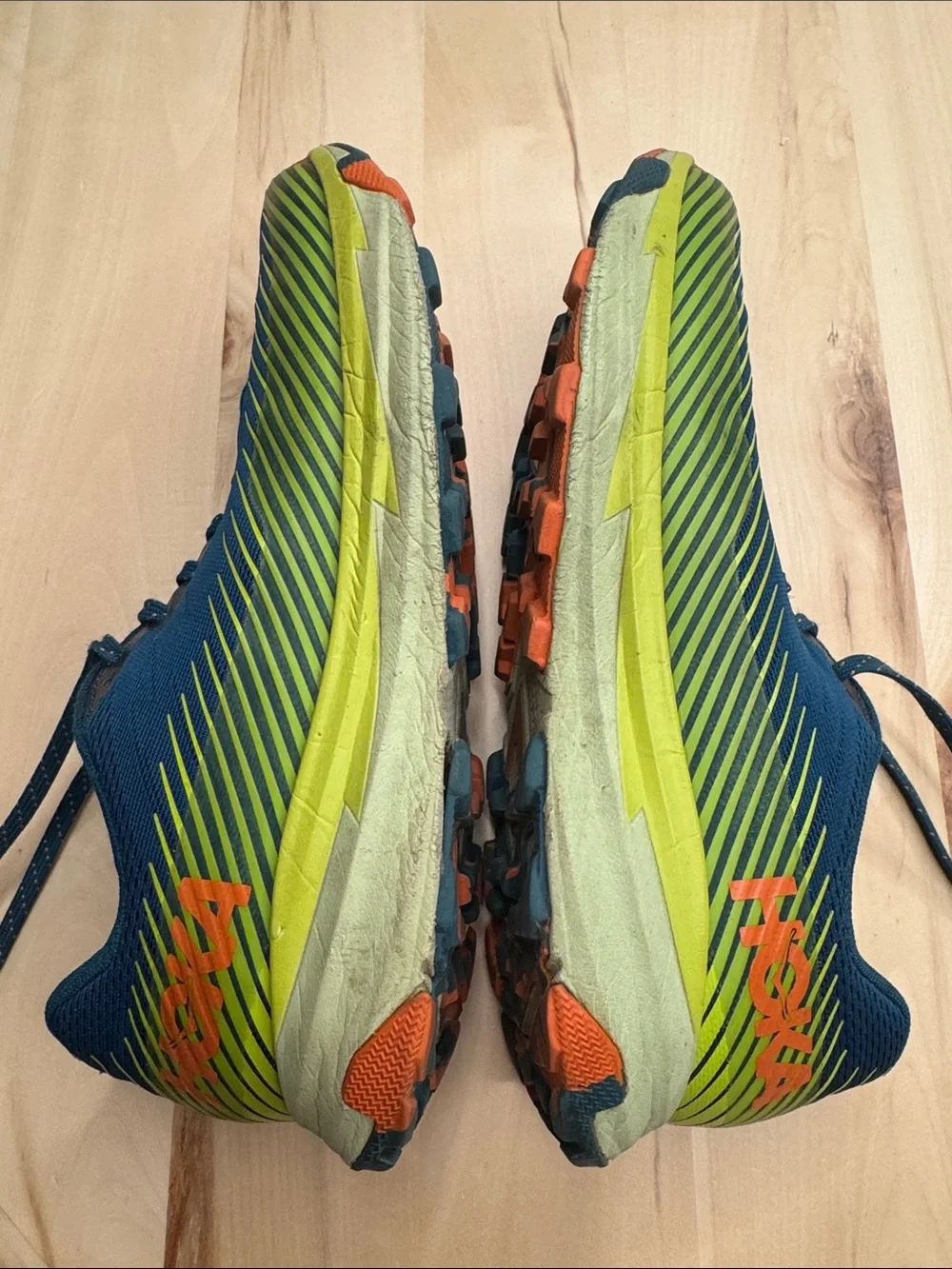 Hoka Torrent 2 trail running shoes in the Blue Coral/Evening Primrose colorway 9