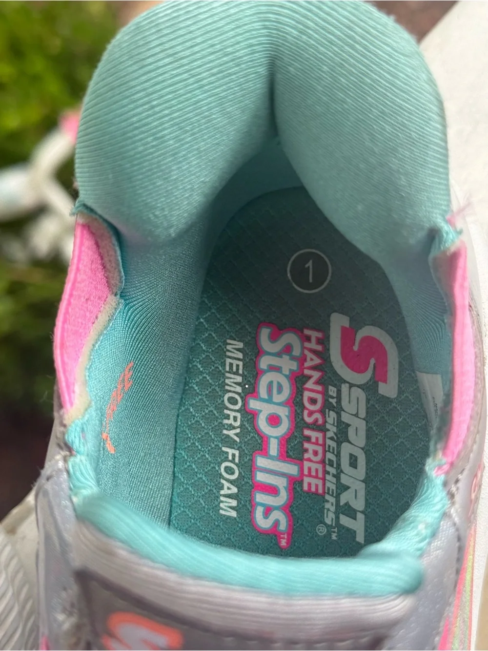 Skechers Girls' Pink, Gray & Teal Glitter Athletic Sneakers