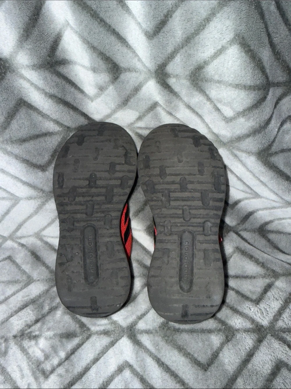 adidas Red and Black Kids Sneakers with Speckled Sole