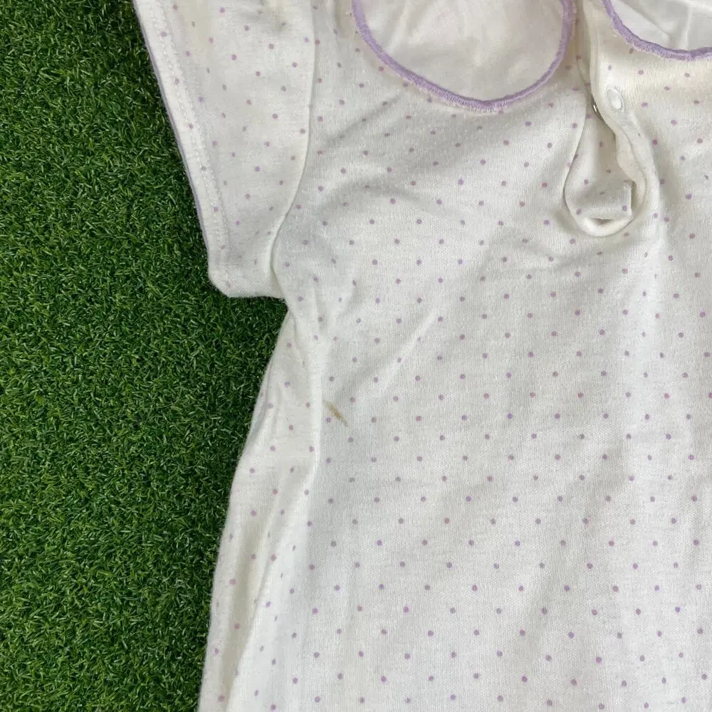Vintage Buster Brown Purple Pin Dots Butterfly Applique Romper 6-9Mos