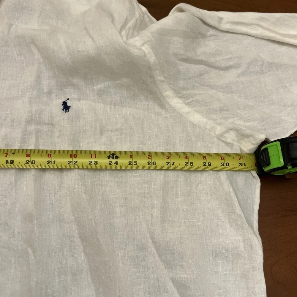 Polo Ralph Lauren White Long Sleeve Button Up Shirt 100% Linen Size 4XB