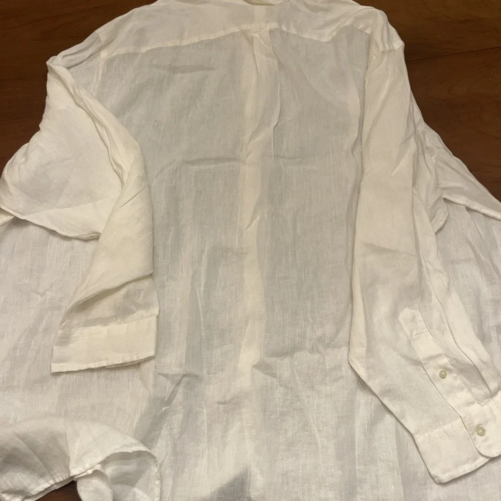 Polo Ralph Lauren White Long Sleeve Button Up Shirt 100% Linen Size 4XB