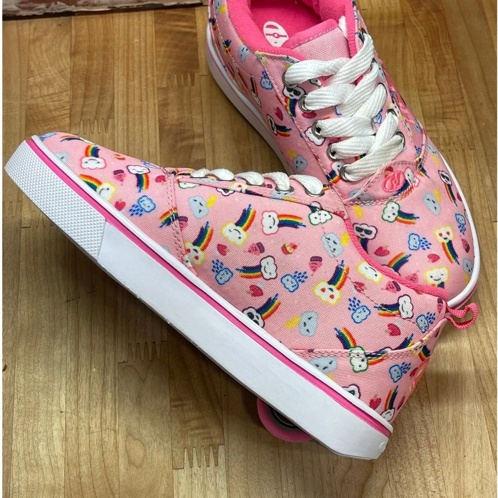 Heelys Pro 20 Prints Pink Rainbow Cloud Skate Shoes Youth Size 2 10335 NEW