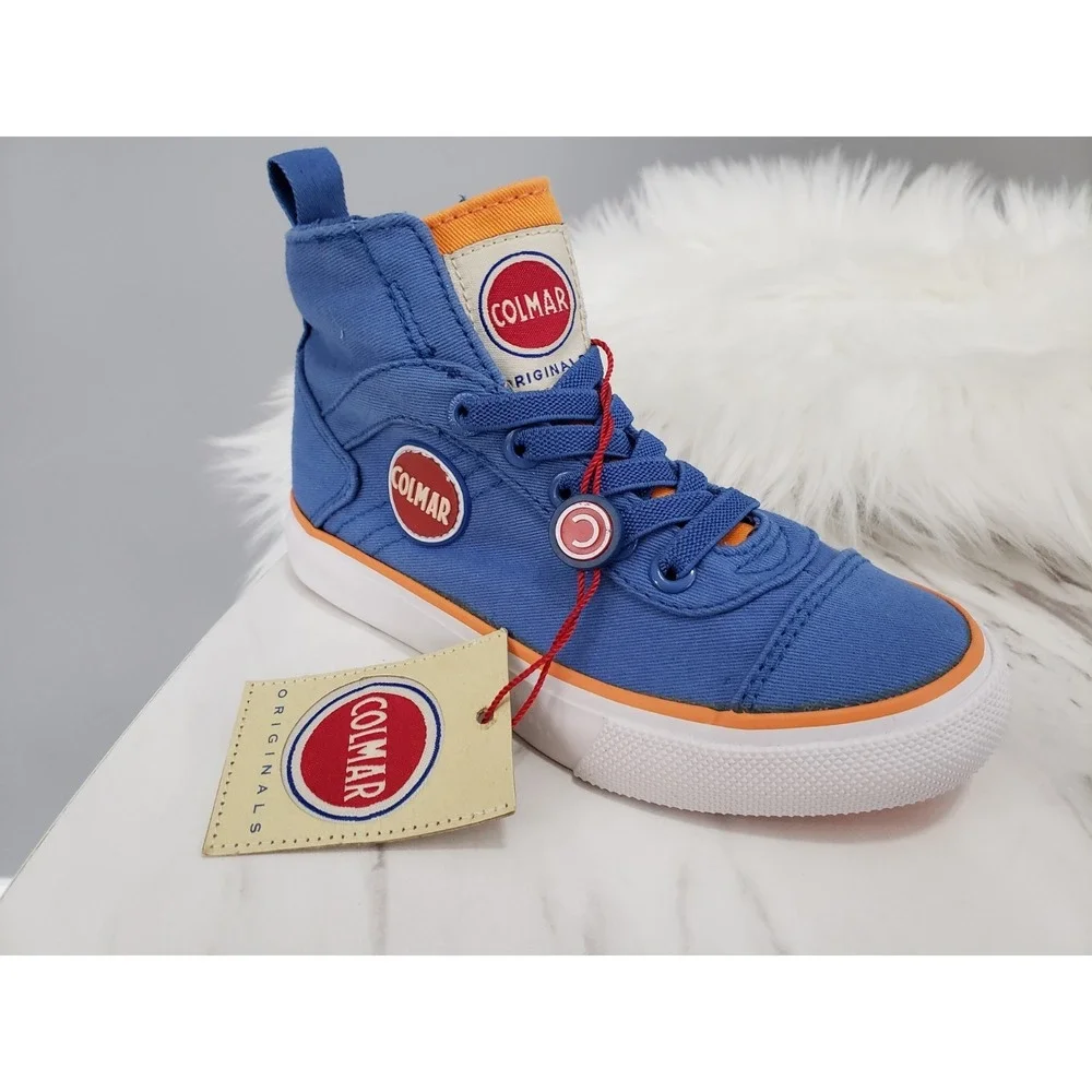 NEW NO BOX US 9 /Eu 30 Colmar Kid High Top Sneakers Blue Canvas Boys‎ Girls