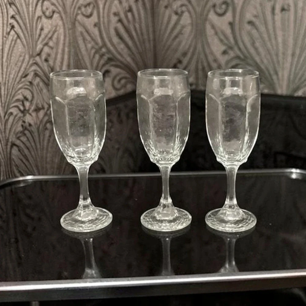 Libbey Chivalry Clear Whiskey Sour Goblets, Set of 3, Vintage Textured‎ Stemware