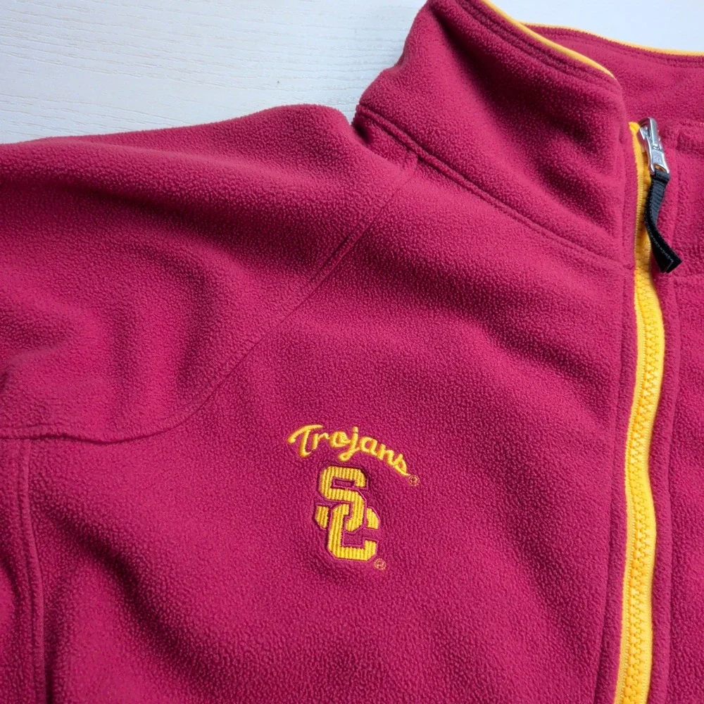 Vintage Nike Team USC Trojans Fleece Jacket Men XXL Red Full Zip Fit Therma