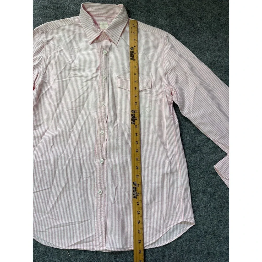 J Crew Button Down Shirt Mens Mediu M Pink White Pin Striped Long Sleeve Cotton
