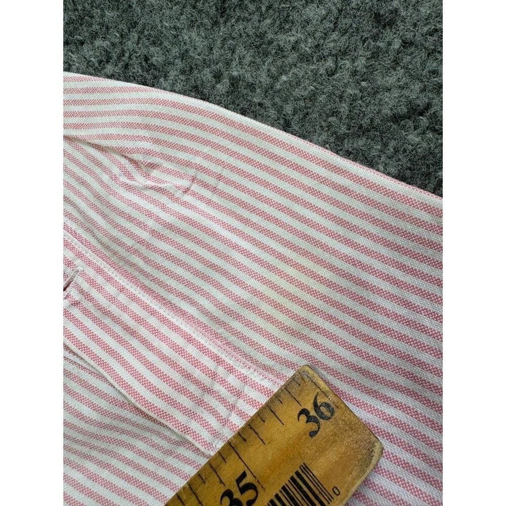 J Crew Button Down Shirt Mens Mediu M Pink White Pin Striped Long Sleeve Cotton