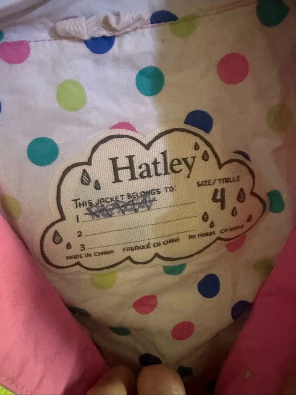 Hatley Pink, Lined Raincoat, size 4 girls