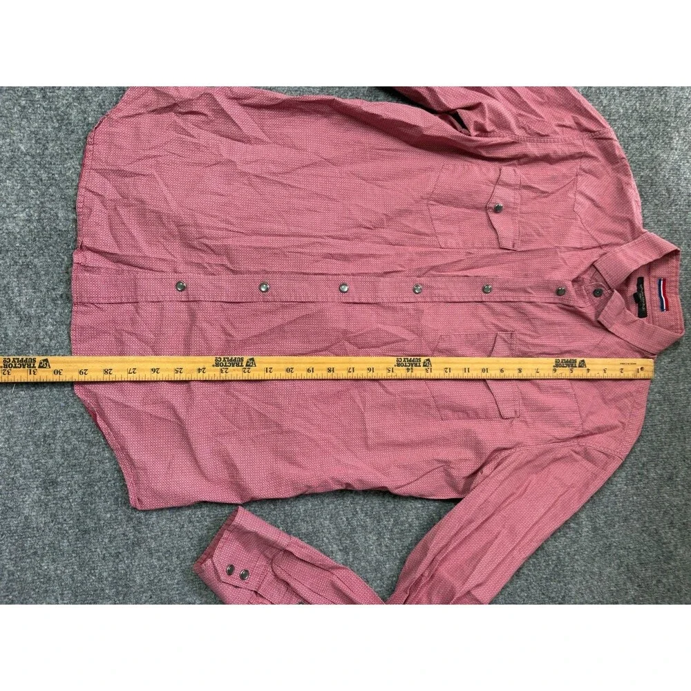 Banana Republic Button Down Shirt Mens Large Red Pearl Snap Long Sleeve 2 Pocket