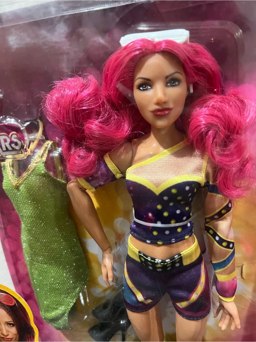 WWE Doll with Pink Hair & Purple Ring Outfit