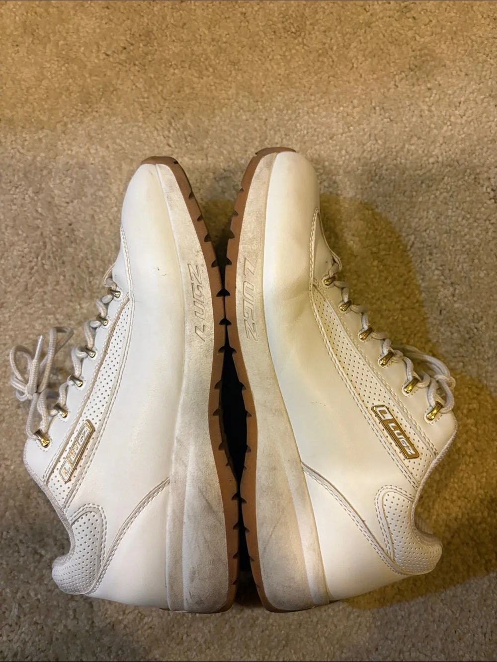 Lugz Men’s White Lace-Up Sneakers with Brown Sole-Size 8.5