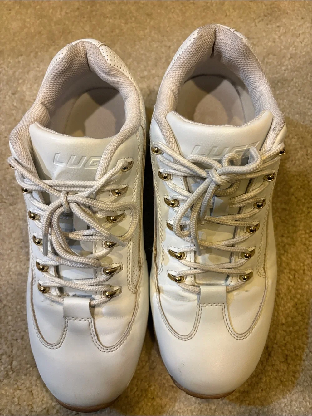Lugz Men’s White Lace-Up Sneakers with Brown Sole-Size 8.5