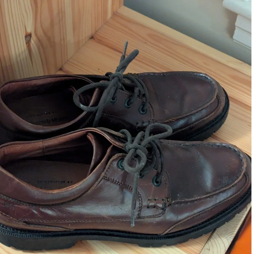 Johnston & Murphy Sz 9.5 Oxford Brown Leather Men Lace Up ‎ Medium