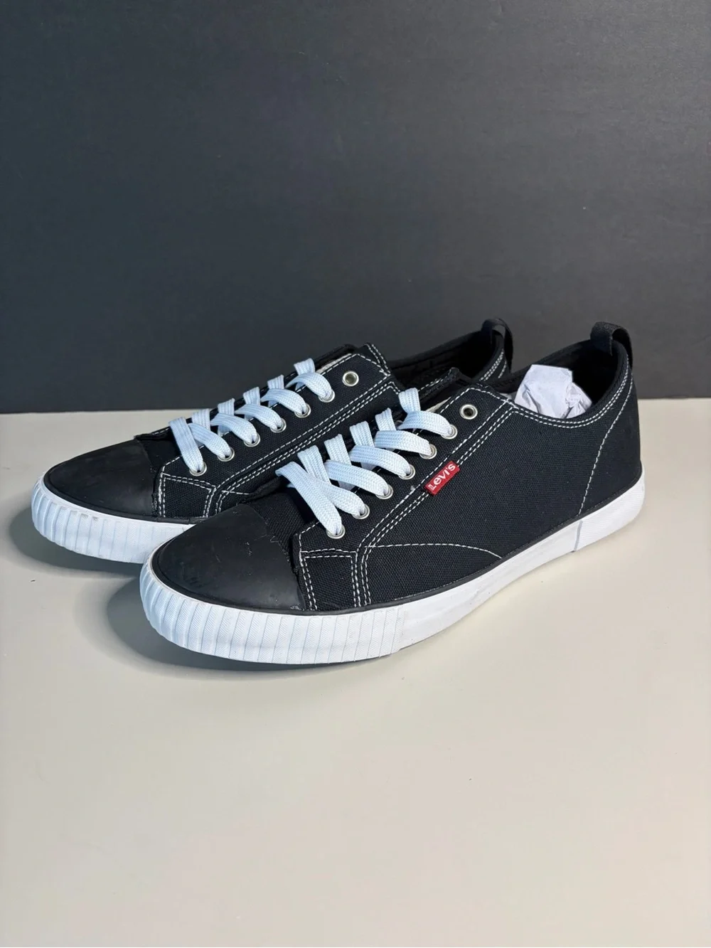 Levi's Black Canvas Low-Top Sneakers with White Accents
