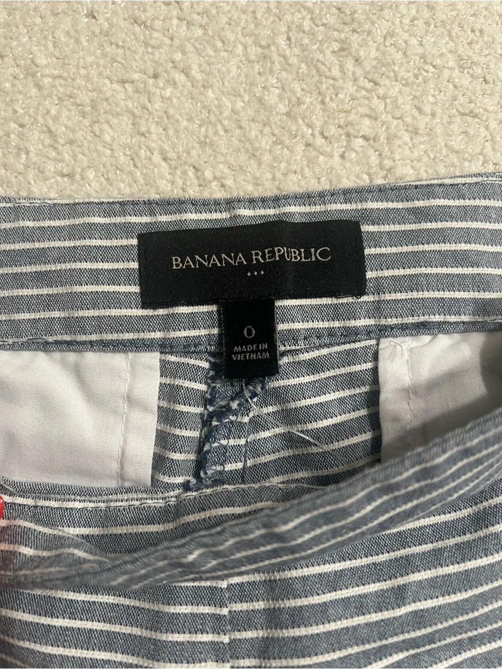 Banana Republic Gray and White Pinstripe Flat-Front Shorts