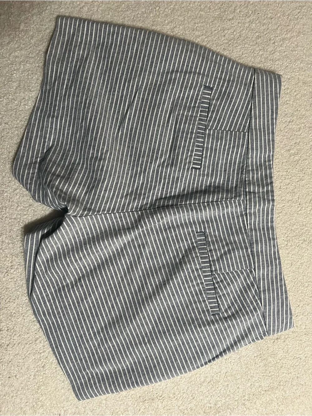 Banana Republic Gray and White Pinstripe Flat-Front Shorts