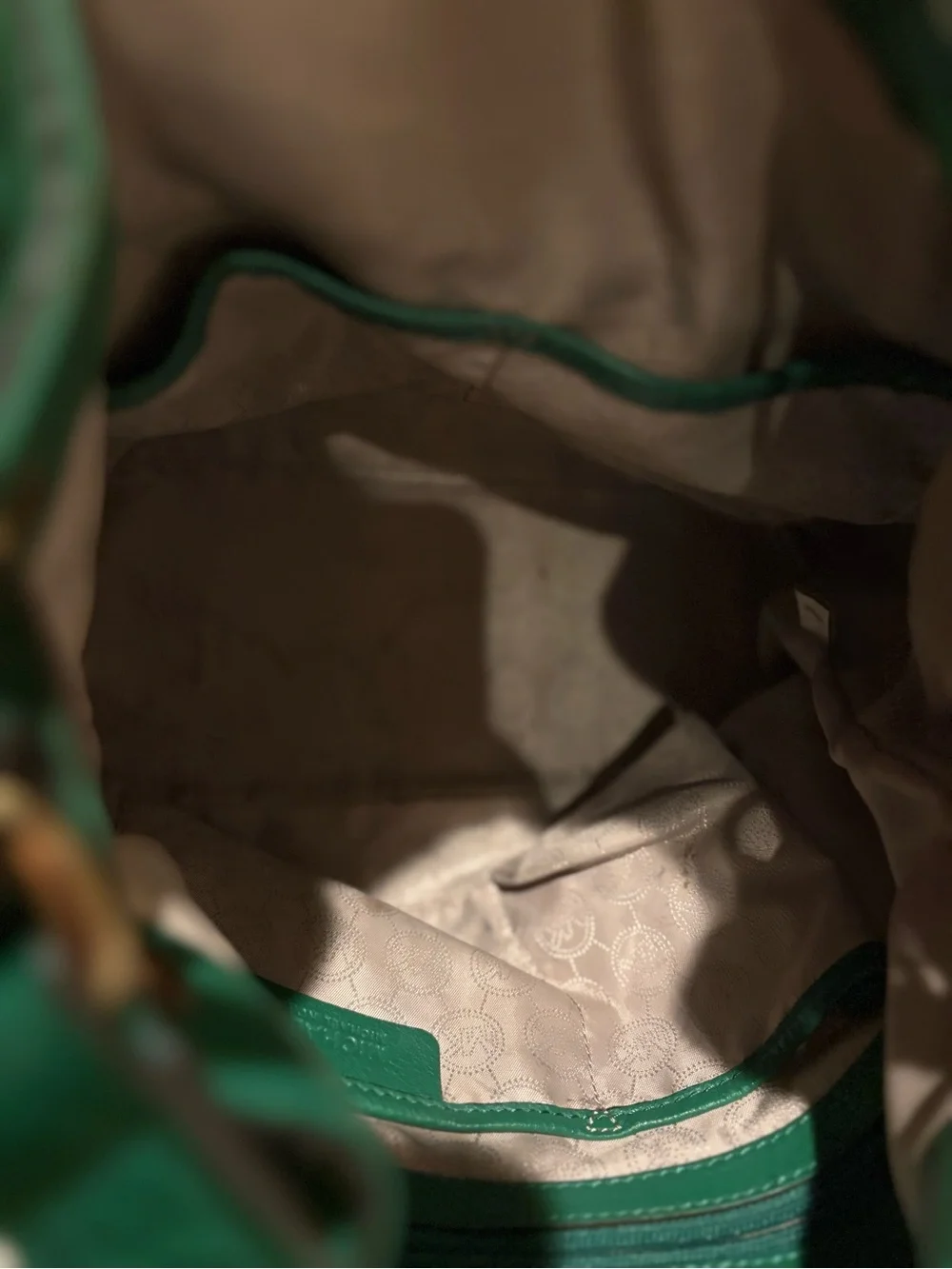 Michael Kors Emerald Green Pebbled Leather Drawstring Hobo