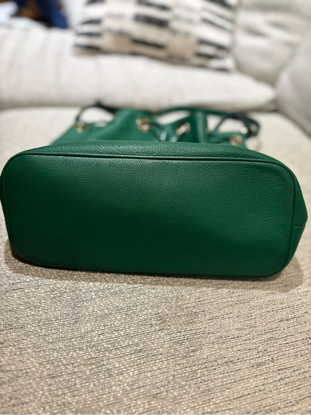 Michael Kors Emerald Green Pebbled Leather Drawstring Hobo