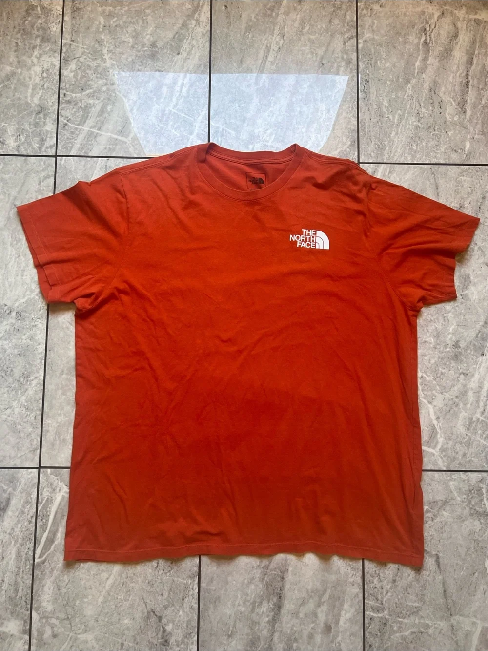 The North Face Men Orange/White Logo Graphic Tee C-Neck Never Stop Exploring 2XL