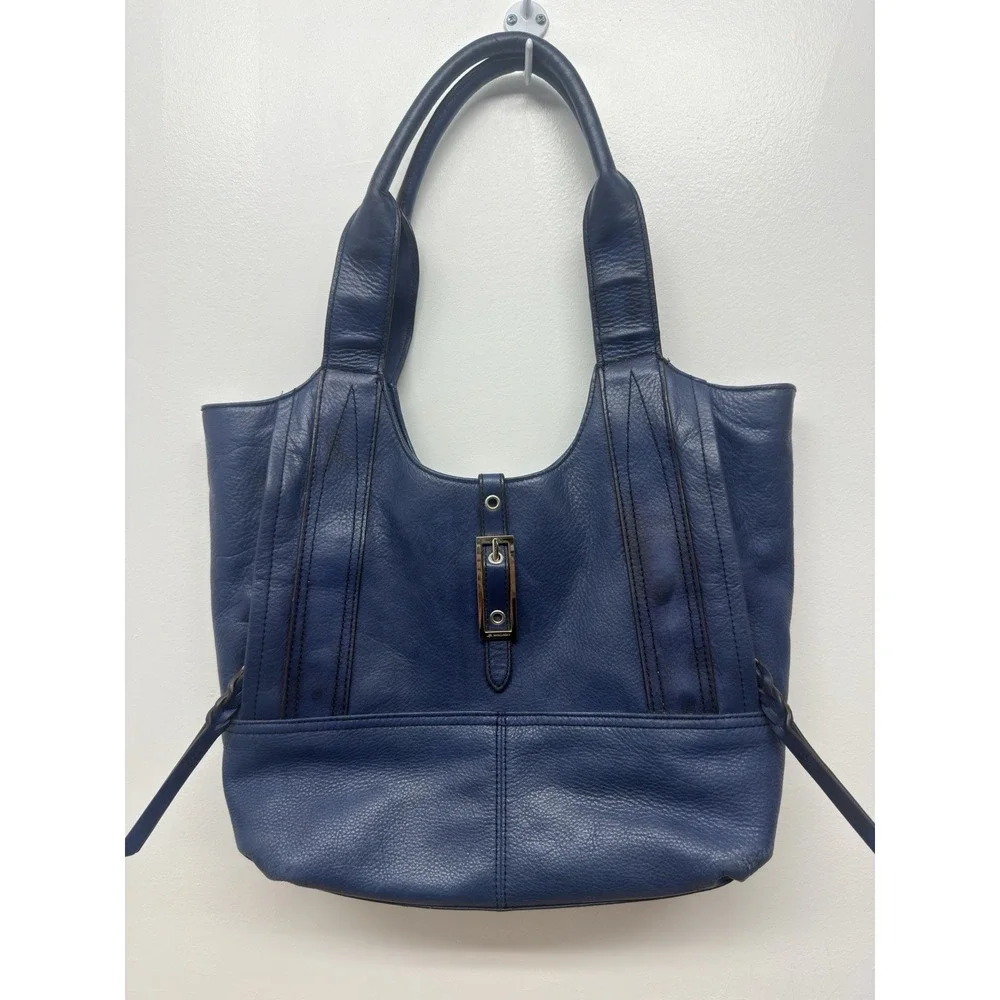 B Makowsky Blue Leather Hand Bag Purse Hobo‎ Shoulder Bag #33