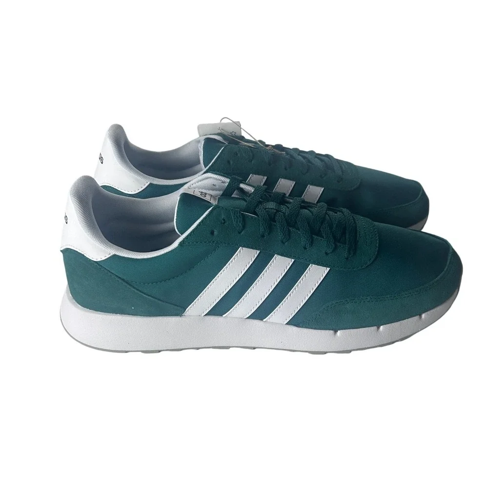 Adidas Run 60s 2.0 Mens Sneakers Size 12.5 Dark‎ Green and White H00354 NEW
