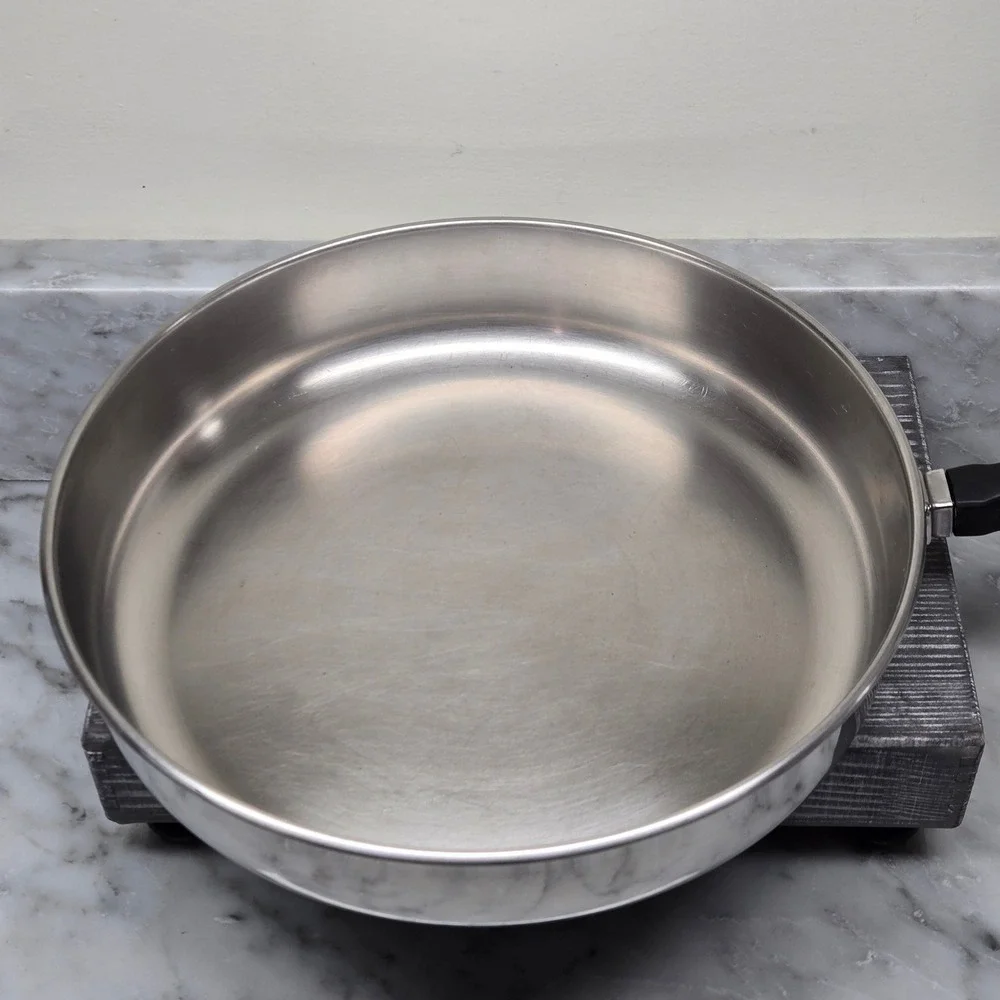Vintage Faberware 10 Inch Skillet Fry Pan Stainless Steel Aluminum‎ Clad, No Lid