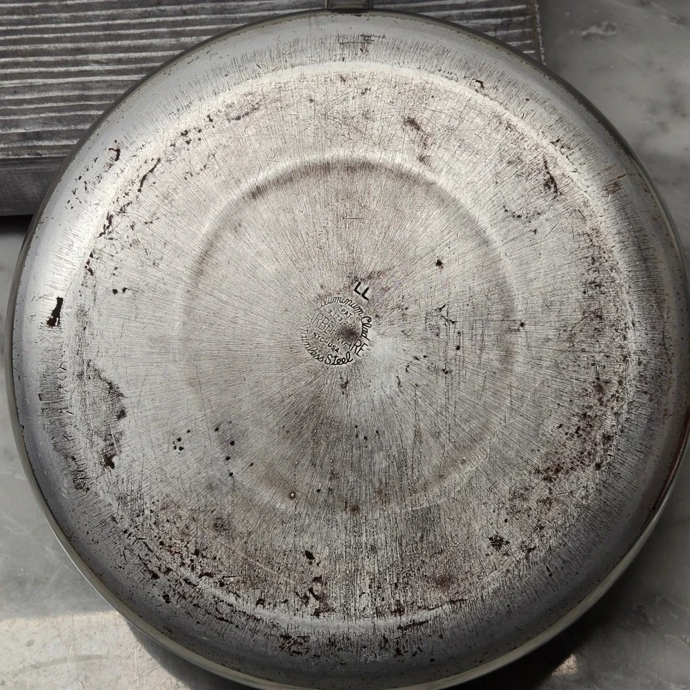 Vintage Faberware 10 Inch Skillet Fry Pan Stainless Steel Aluminum‎ Clad, No Lid